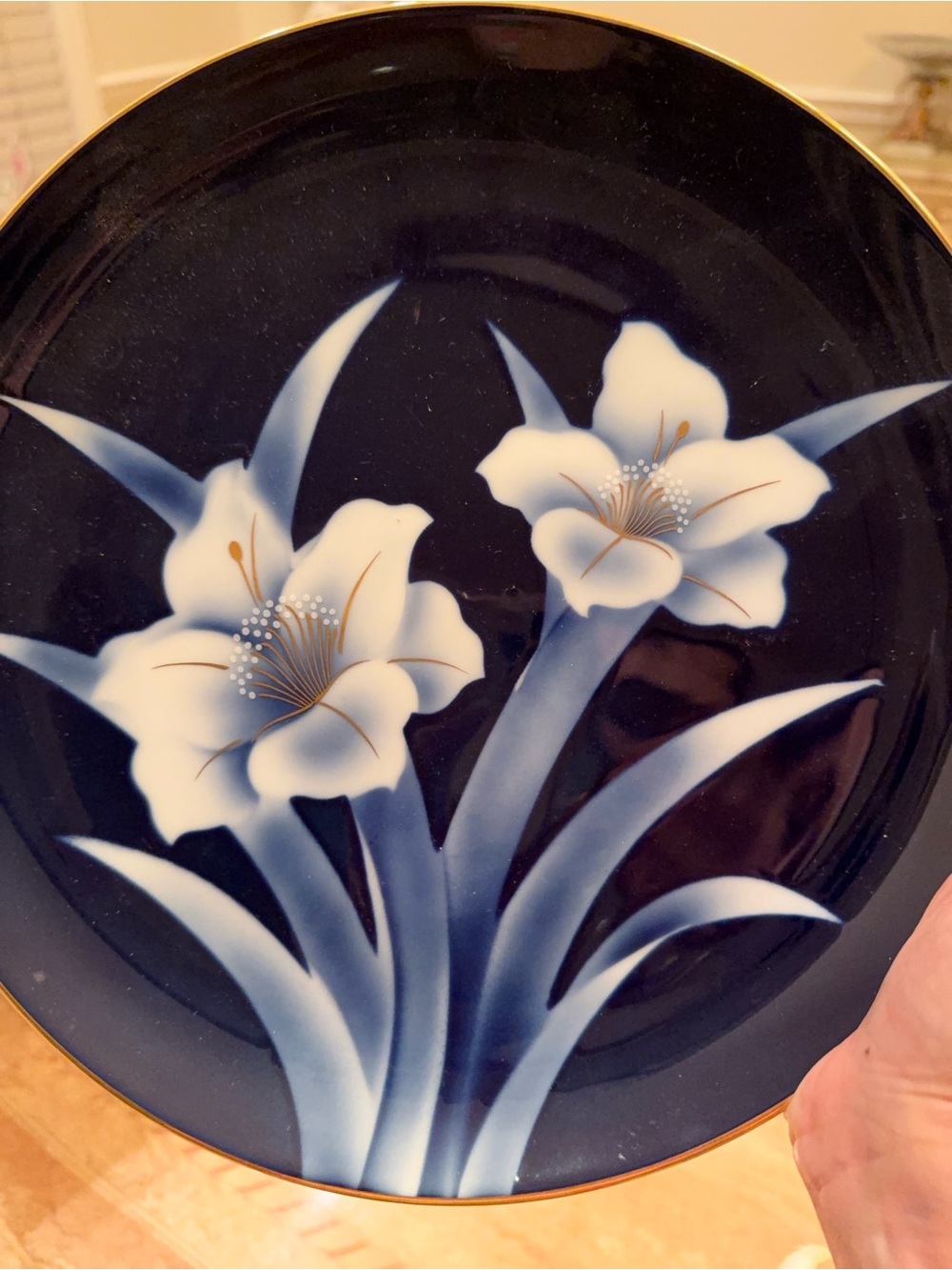 Limoges Plate with White Lily Motif from 19th century designed by Fernand Leger